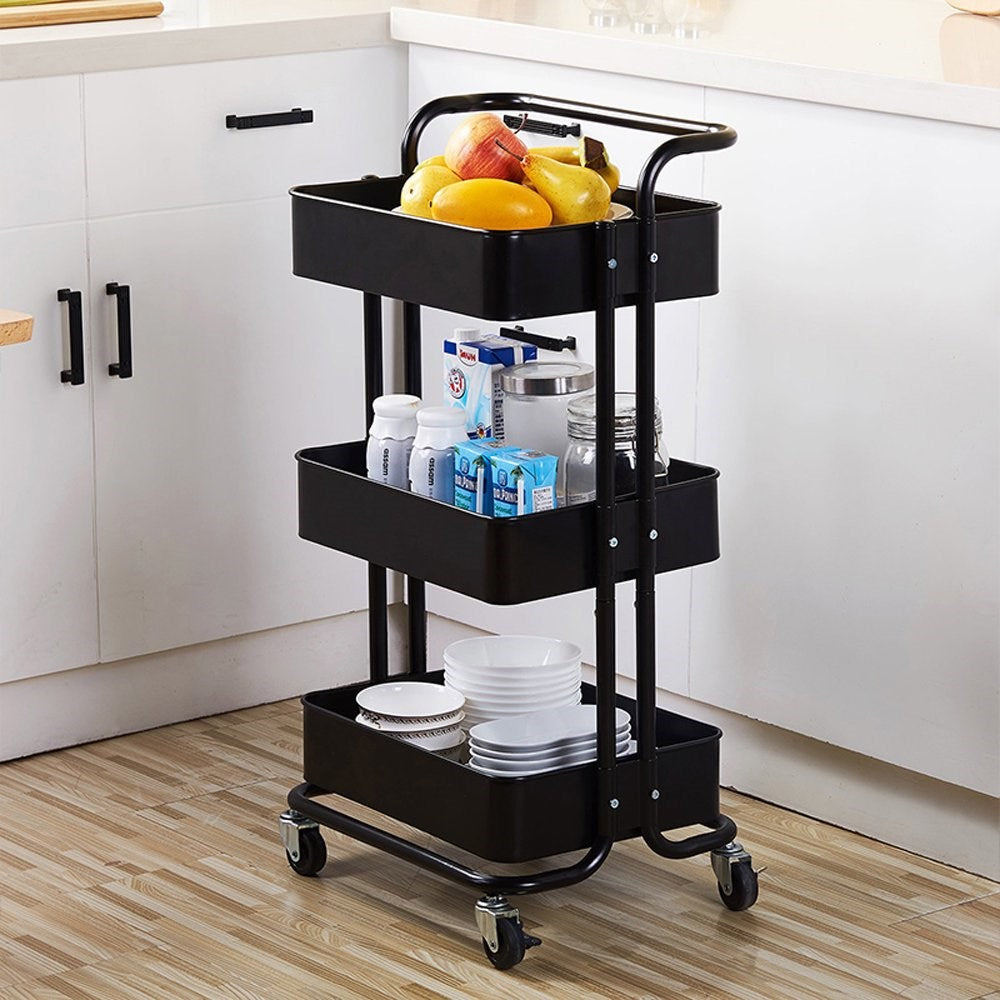 3-Tier Metal Rolling Cart with Handle | Full House Lebanon