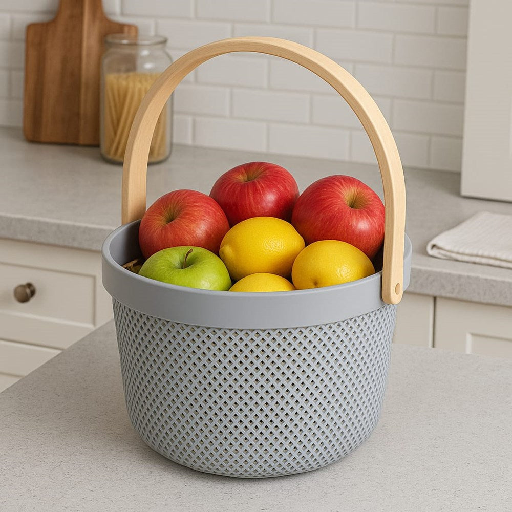 Round Plastic Basket - Grey | Full House Lebanon