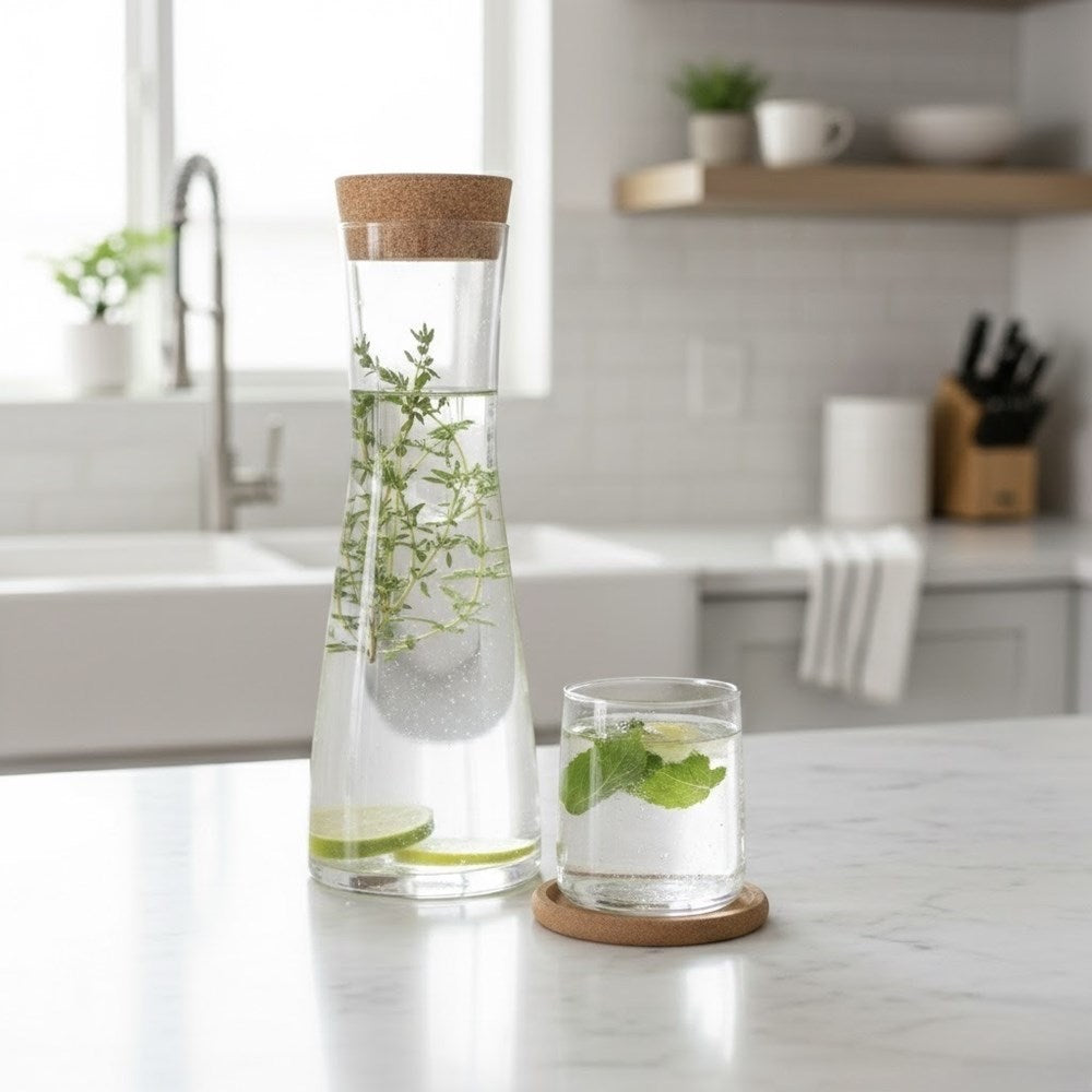 Glass Carafe with Cork Lid | Full House Lebanon
