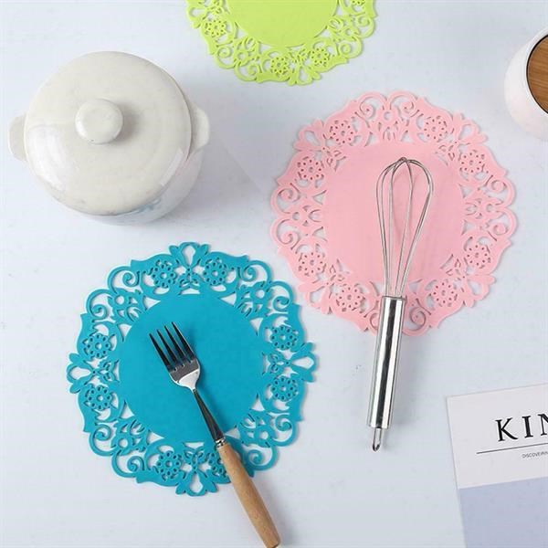 PVC Round Silicone Coaster Set (2 Pcs) - Pink | Full House Lebanon