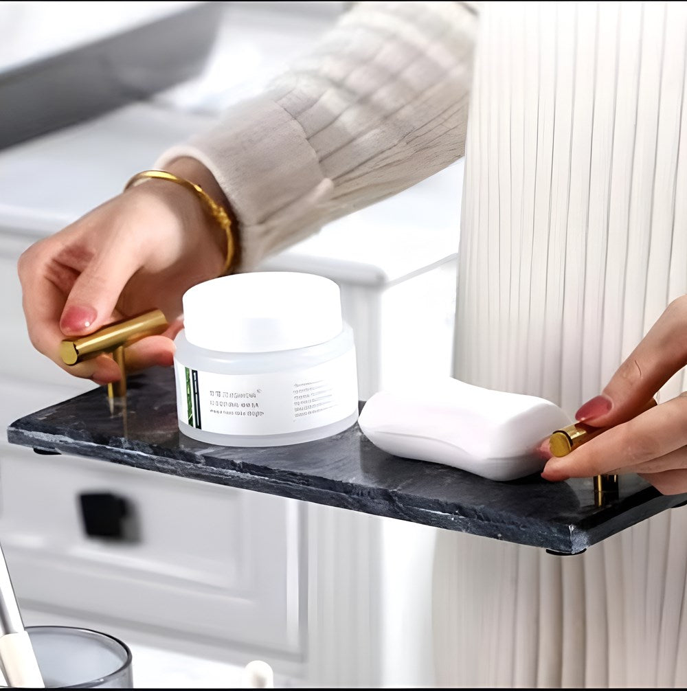 Marble Tray with Gold Handles - Dark Green | Full House Lebanon
