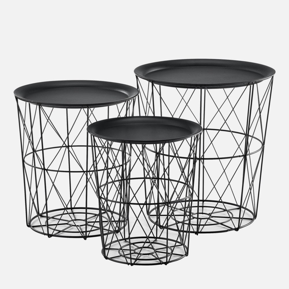 Nesting Side Tables Removable Trays Set (3 Pcs) | Full House Lebanon