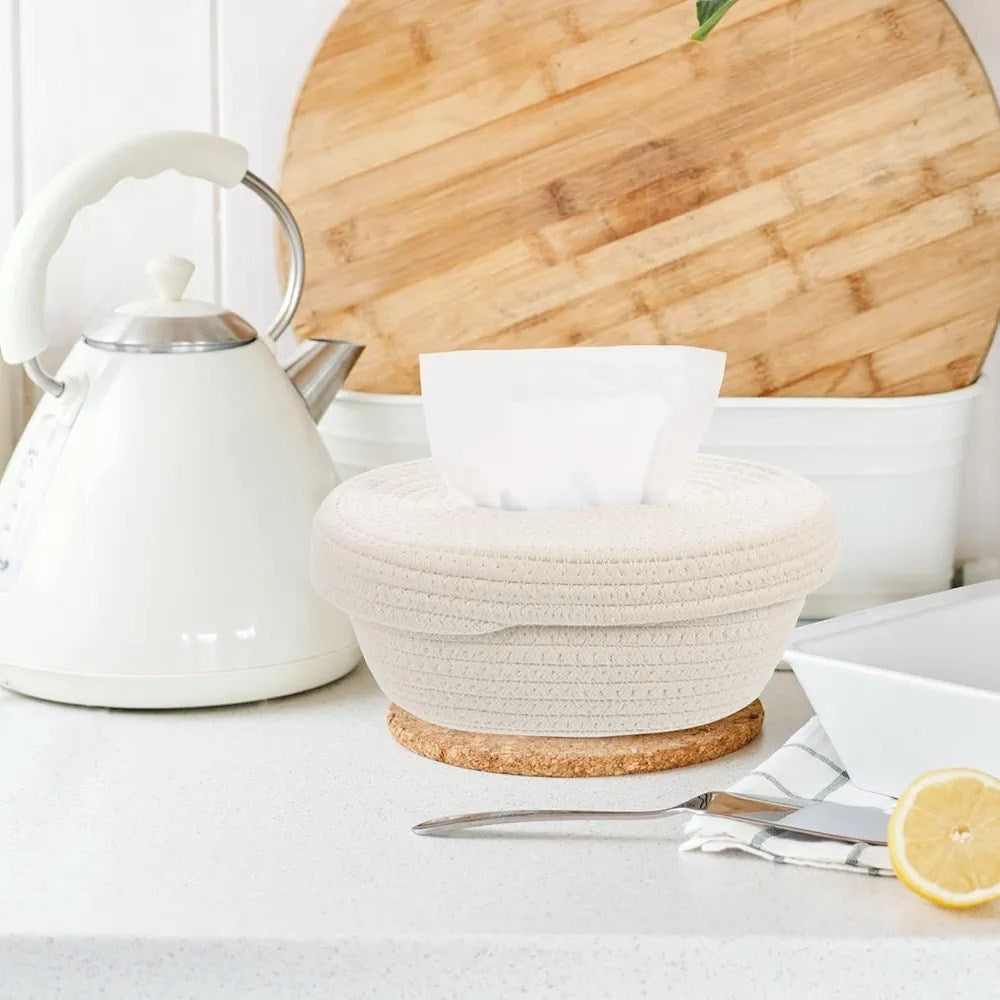 Cotton Rope Tissue Box - Grey | Full House Lebanon