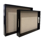 Rectangular Wooden Serving Tray Set (2 Pcs) - Black | Full House Lebanon