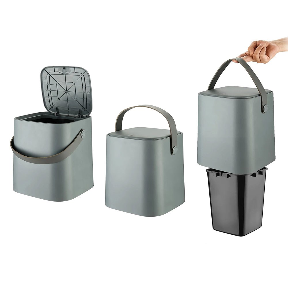 Tuffex Plastic Magic Dustbin - 8 L, Grey | Full House Lebanon