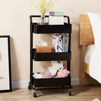 3-Tier Metal Rolling Cart with Handle - Off White | Full House Lebanon