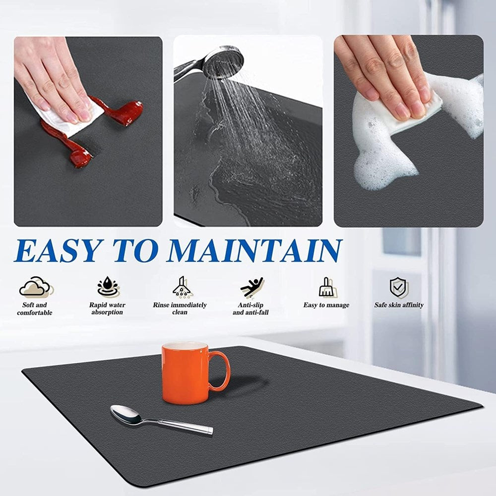 Super Water Absorbent Dish Draining Mat - Large, Grey | Full House Lebanon