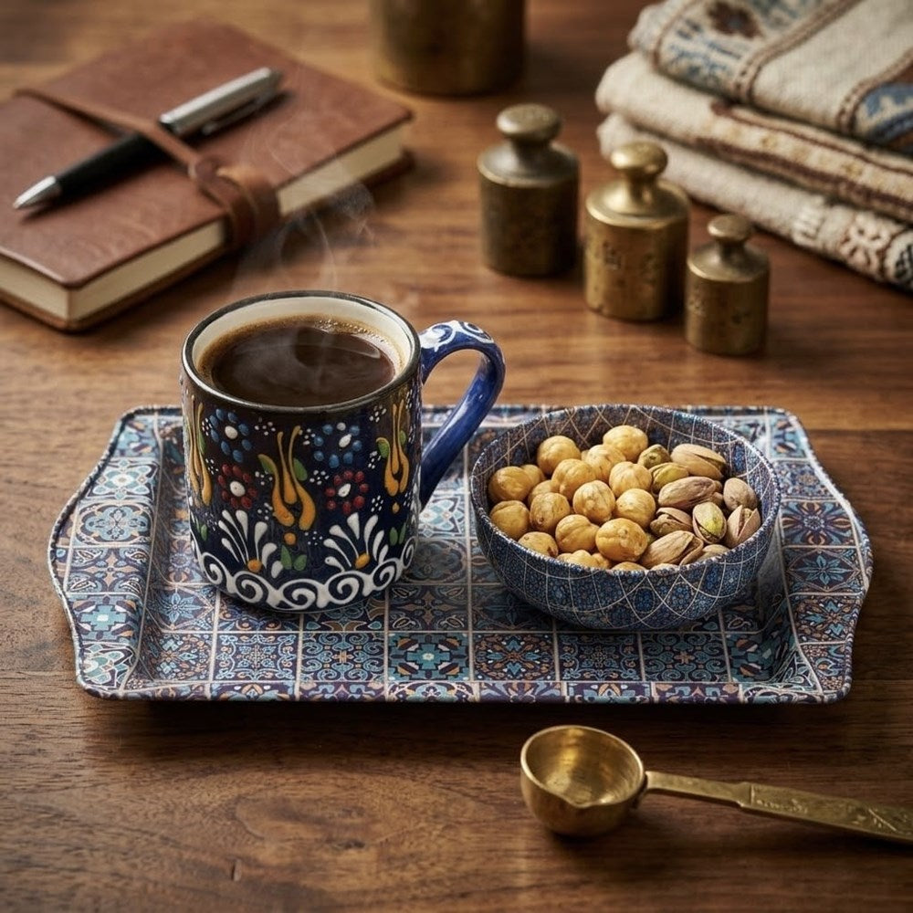 Metal Printed Tray with Mug & Bowl Set