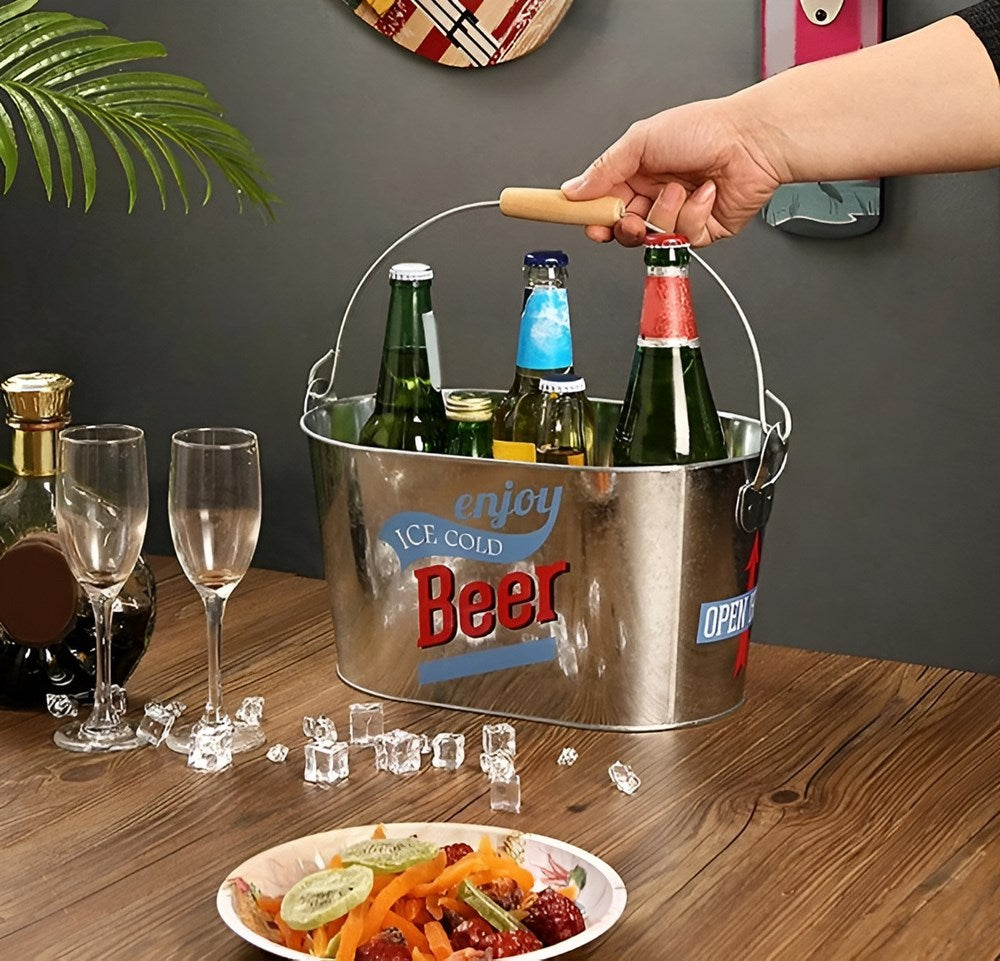 Oval Metal Ice Bucket - Ice Cold Beer | Full House Lebanon