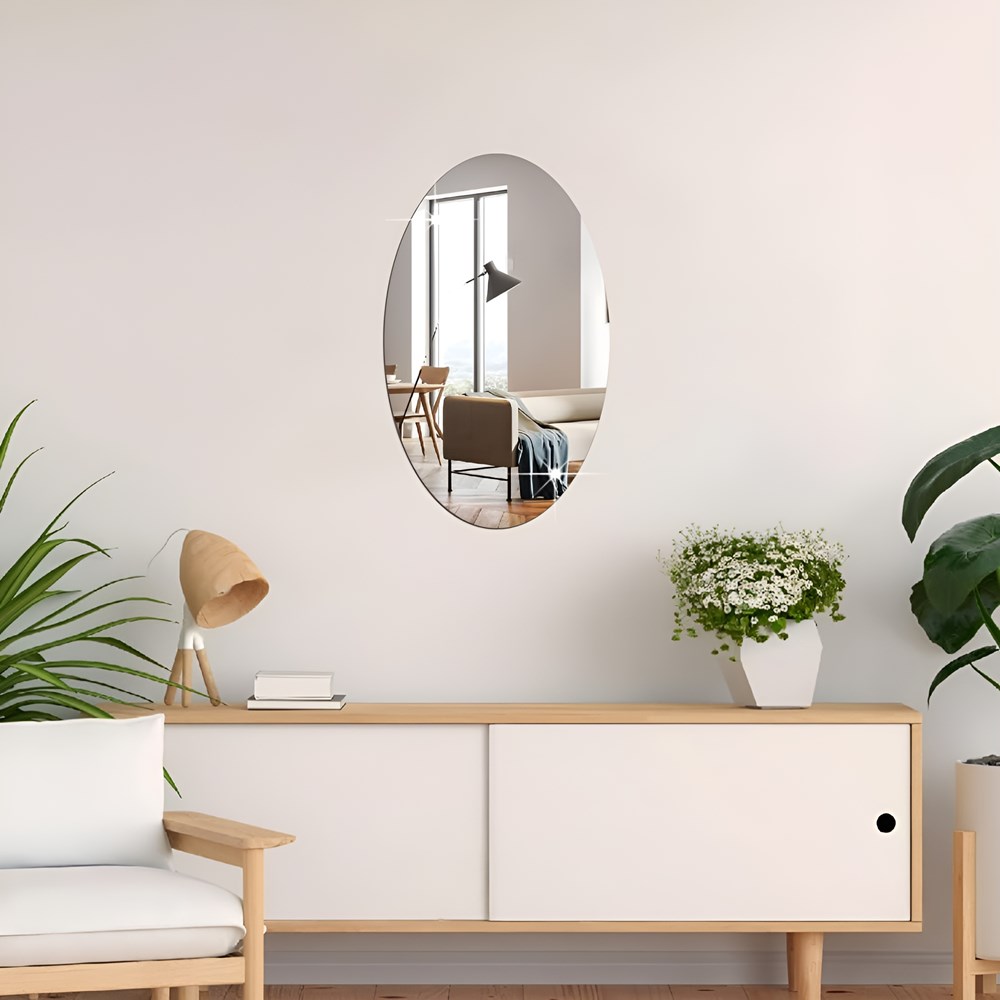 Self Adhesive Non Glass Oval Mirror - Small | Full House Lebanon