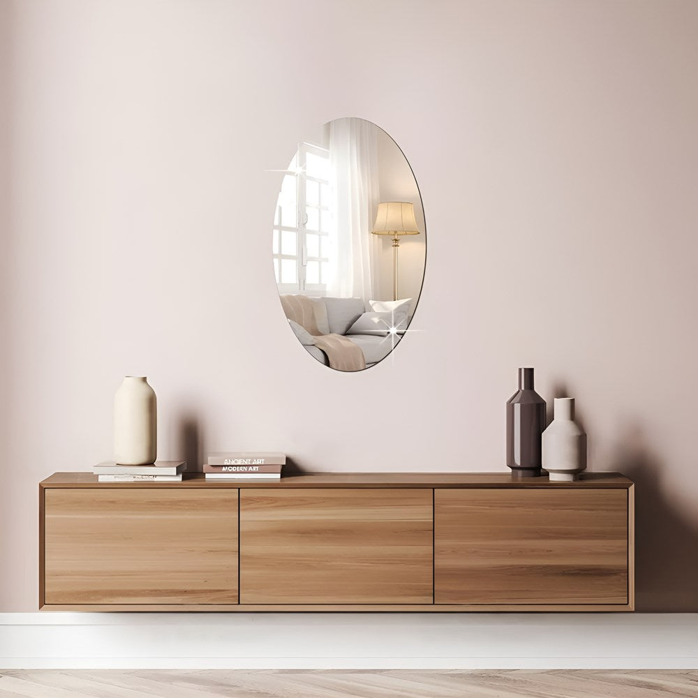 Self Adhesive Non Glass Oval Mirror | Full House Lebanon