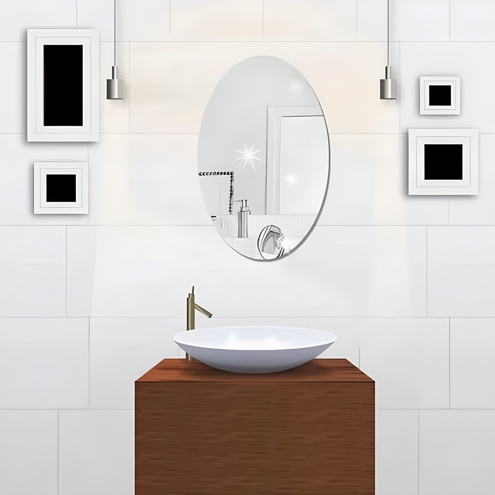 Self Adhesive Non Glass Oval Mirror | Full House Lebanon