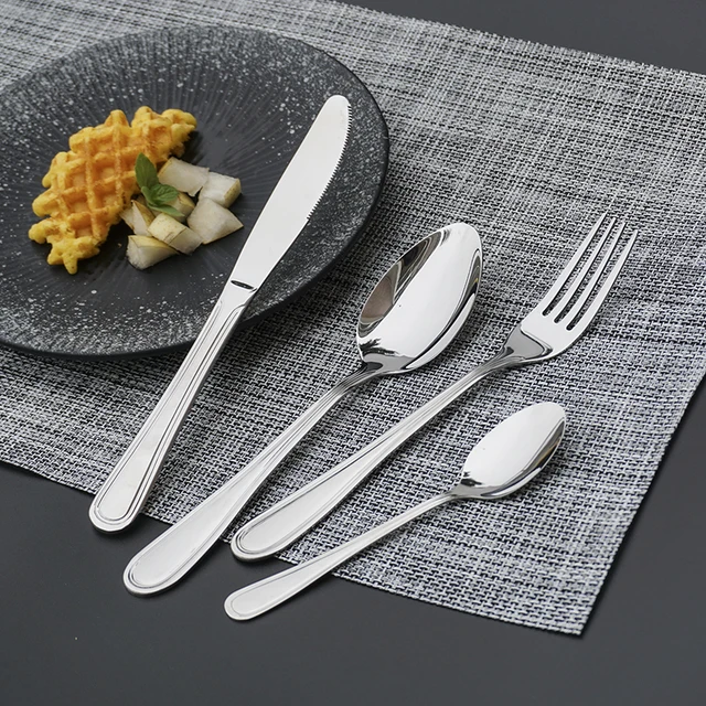 Stainless Steel Silver Cutlery Sets - Set of 6 dining spoons | Full House Lebanon
