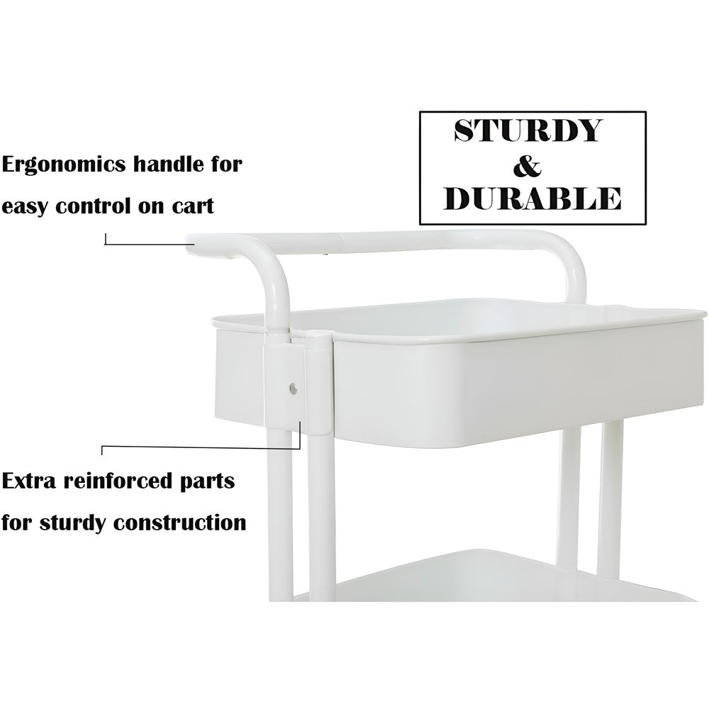 3-Tier Metal Rolling Cart with Handle | Full House Lebanon