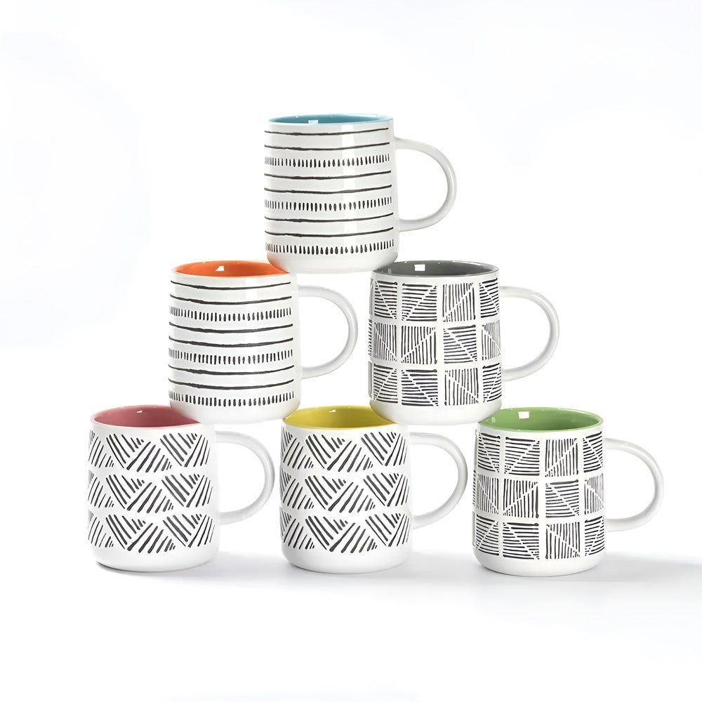 Two - Toned Tribal Porcelain Mug - Get 6 pieces | Full House Lebanon