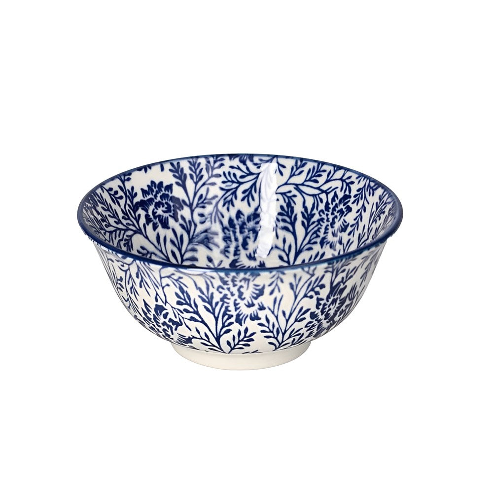 White & Blue Leaf Print Bowls - Small Snack Bowl | Full House Lebanon