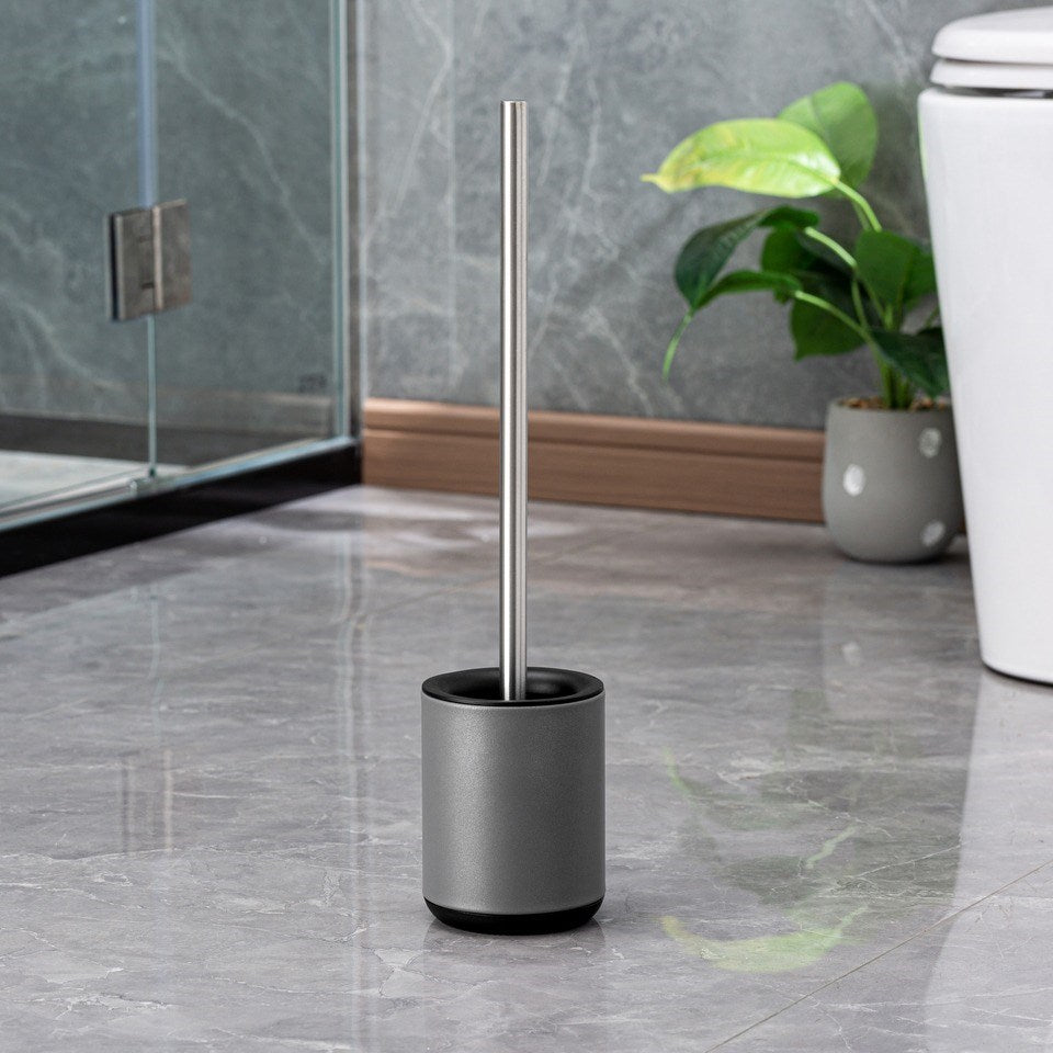 Round TPR Toilet Brush Holder - Silver | Full House Lebanon