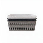 Plastic Rattan Storage Basket - Medium, White | Full House Lebanon