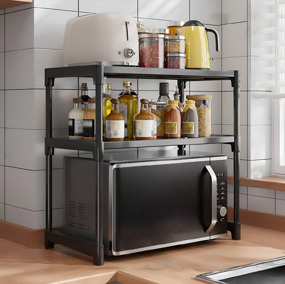 Microwave Storage Rack - 2 Tier, Black | Full House Lebanon