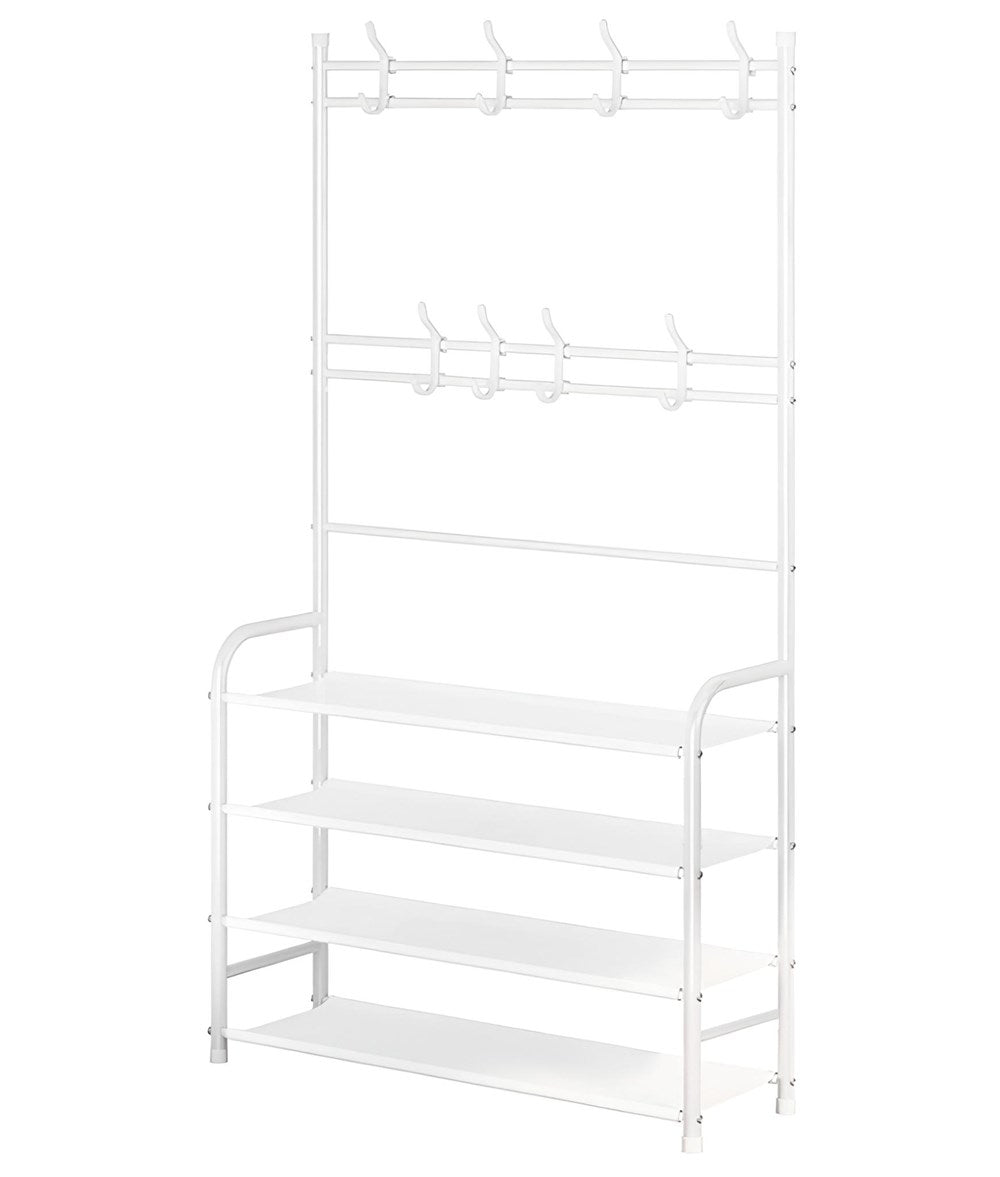 4-Tier Coat & Shoe Shelf Rack - Black | Full House Lebanon