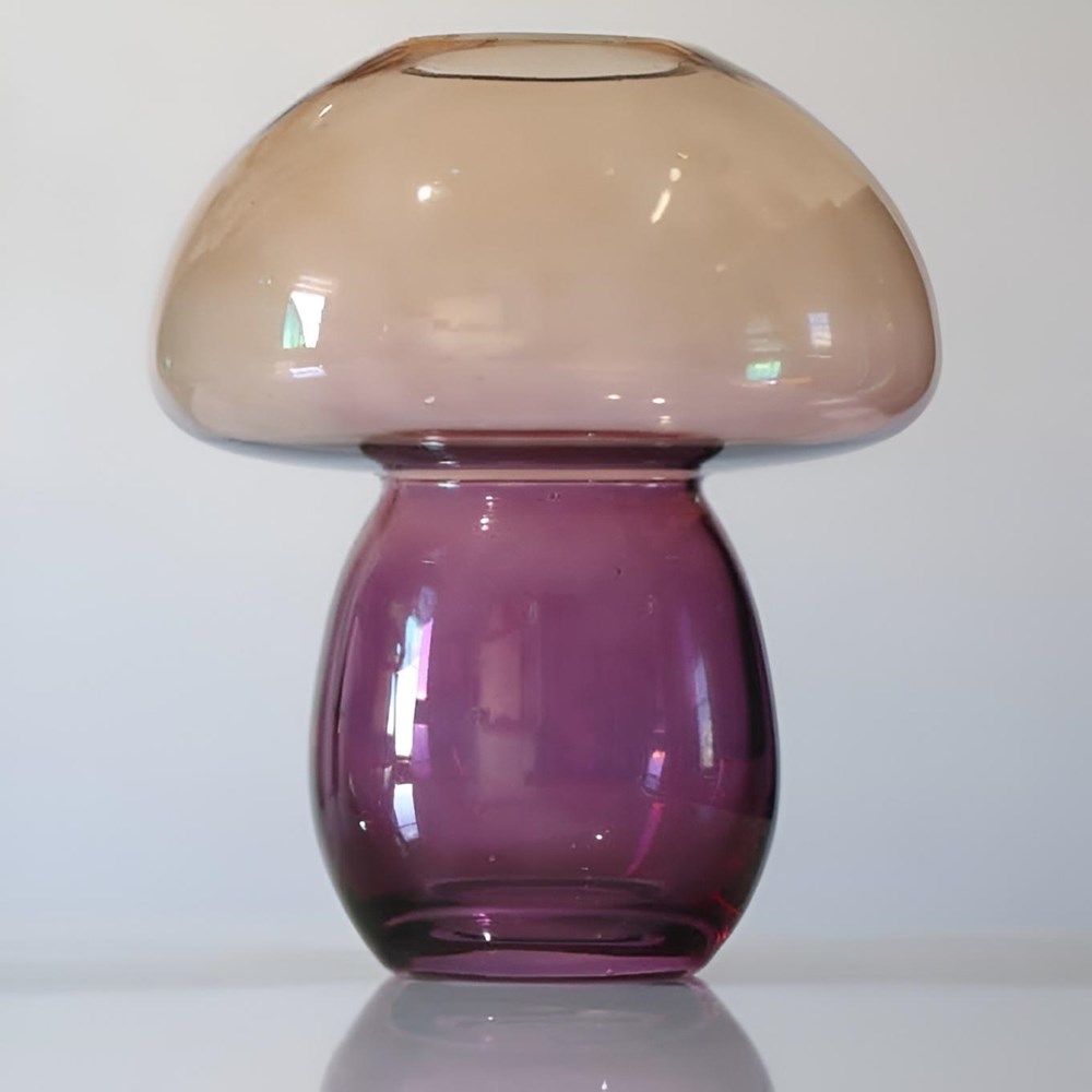 Mushroom Shape Glass Vase - Green | Full House Lebanon