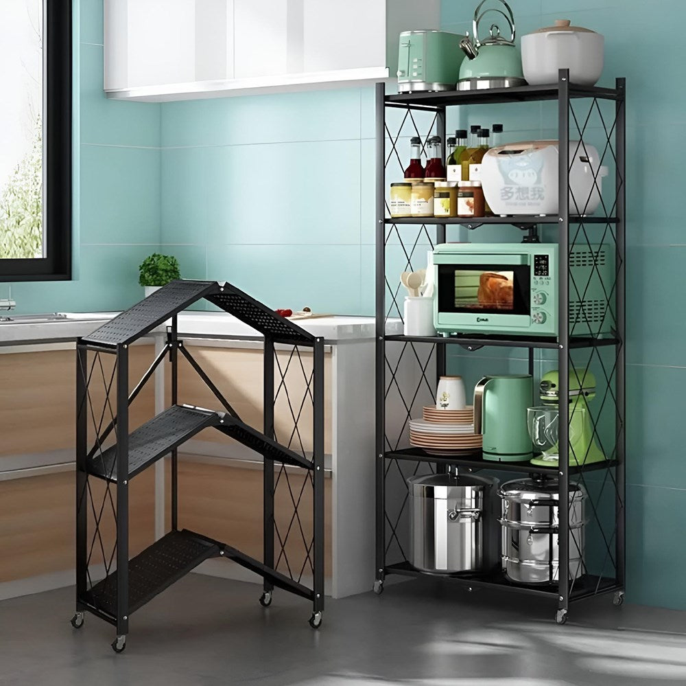 Foldable Multi-purpose Metal Shelving Units with Wheels - 5 Tier | Full House Lebanon