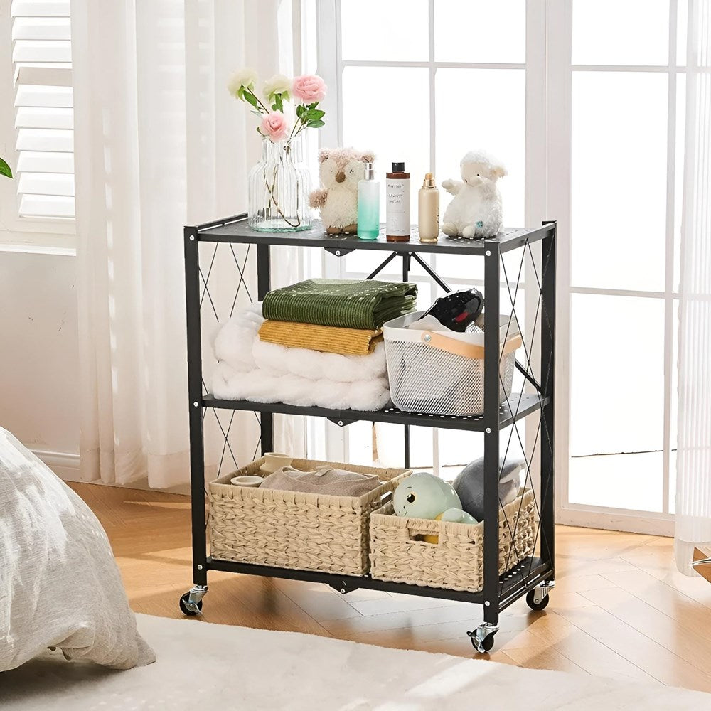 Foldable Multi-purpose Metal Shelving Units with Wheels | Full House Lebanon