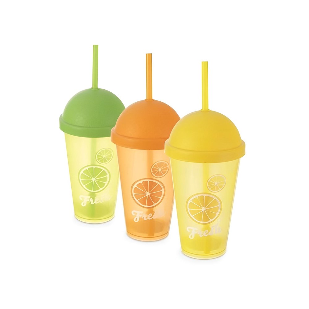Fresh Lime/Orange Cup with Straw - 450 ml, Orange | Full House Lebanon