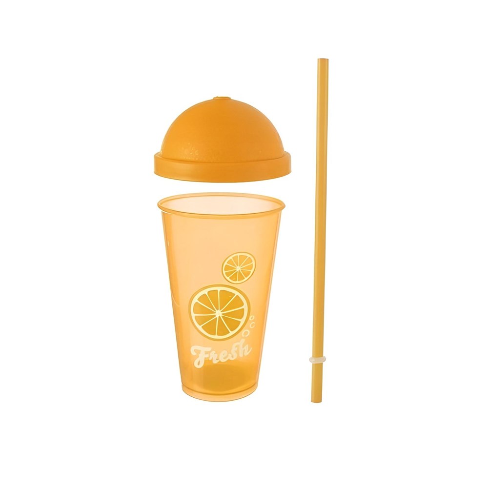 Fresh Lime/Orange Cup with Straw - 700 ml, Light Green | Full House Lebanon