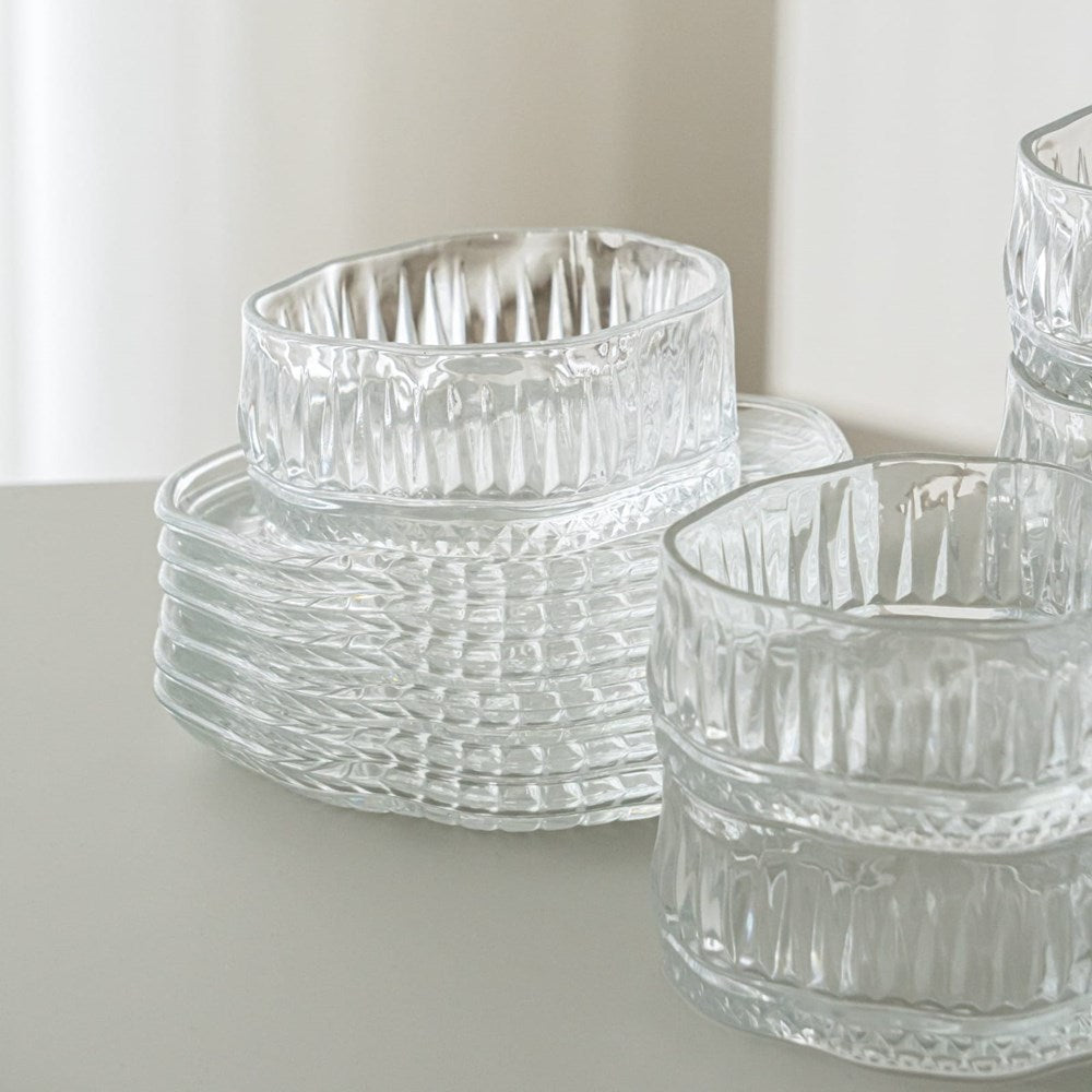 Glass Dessert Bowl & Saucer Set – 12 Pieces | Full House Lebanon