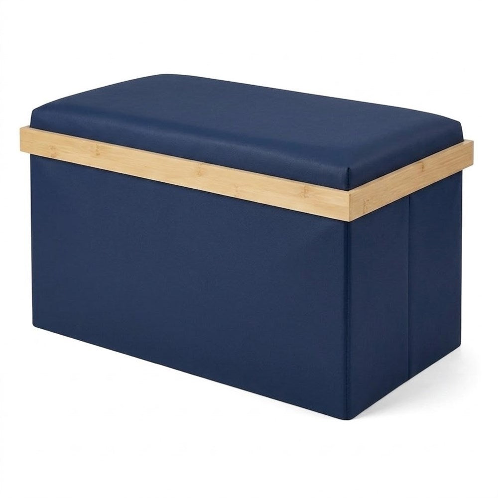 Foldable Storage Bench with Padded Seat