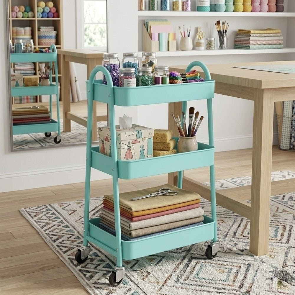 3-Tier Metal Rolling Cart