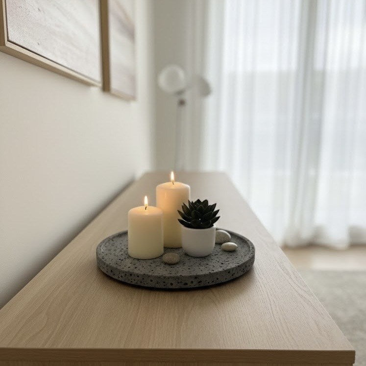 Round Grey Stone Tray