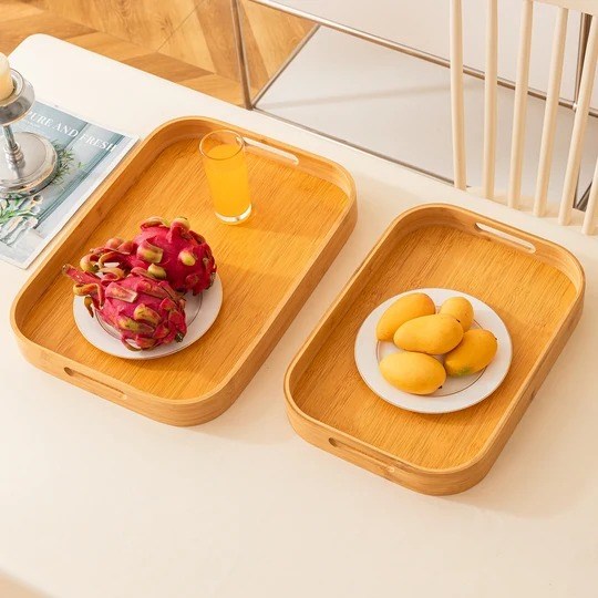 Rectangular Bamboo Serving Tray with Handles | Full House Lebanon