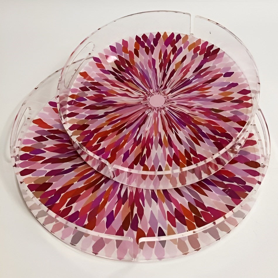 Round Acrylic Printed Serving Tray Set (2 Pcs) - 4 | Full House Lebanon