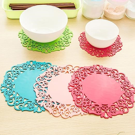 PVC Round Silicone Coaster Set (2 Pcs) - Blue | Full House Lebanon