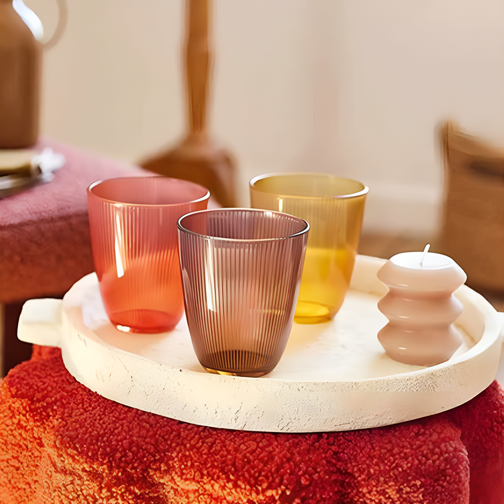 Luminarc Concepto Stripy Glass Cup - Light Brown | Full House Lebanon
