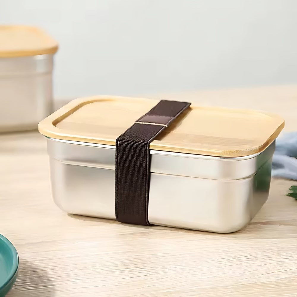 Stainless Steel Lunch Box with Bamboo Lid | Full House Lebanon