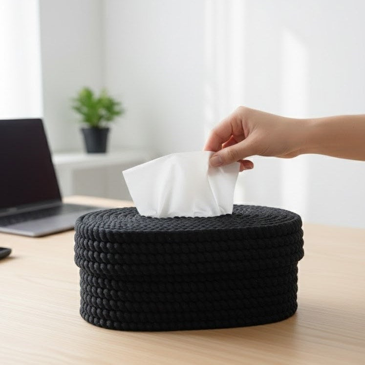 Stone Rope -Style Tissue Box - Light Grey | Full House Lebanon