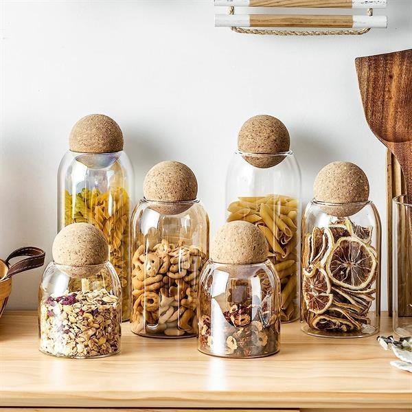 Glass Jar Set with Cork Ball Lid (3 Pcs) | Full House Lebanon