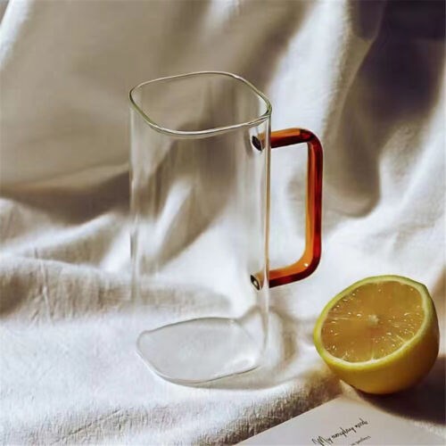 Square Glass Cup with Colored Handle | Full House Lebanon