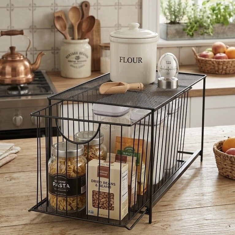 Black Wire Stackable Slide-out Storage Drawer | Full House Lebanon