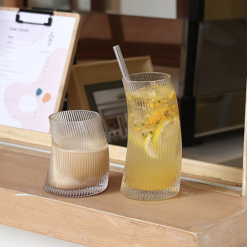 Ribbed Glass Cups Set (4 Pcs) | Full House Lebanon