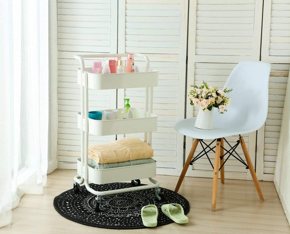 3-Tier Metal Rolling Cart with Handle | Full House Lebanon