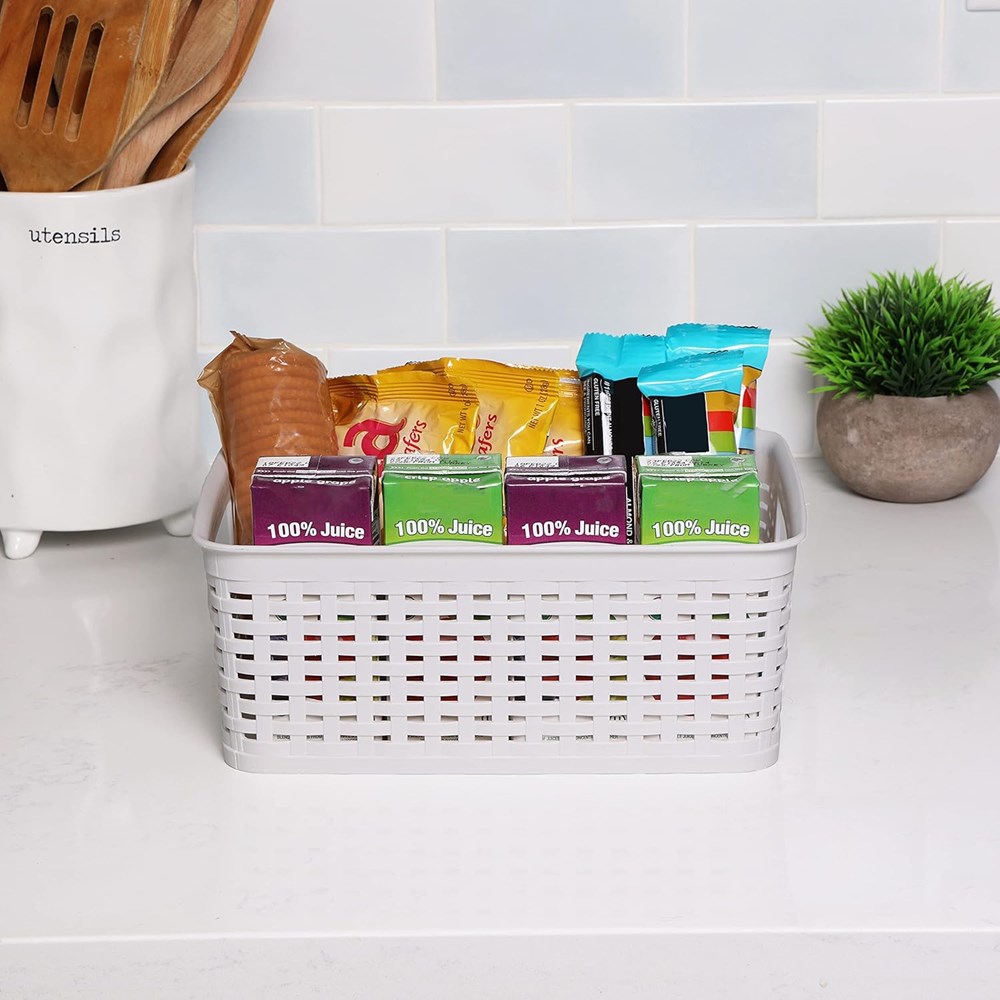 Plastic Rattan Storage Basket - Large, Grey | Full House Lebanon