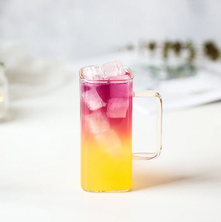 Square Glass Cup with Colored Handle | Full House Lebanon
