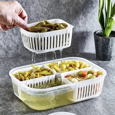 4-Compartment Storage Container with Drain Baskets | Full House Lebanon
