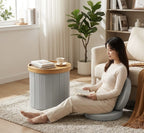 Round Storage Ottoman with a Removable Wooden Lid Top | Full House Lebanon