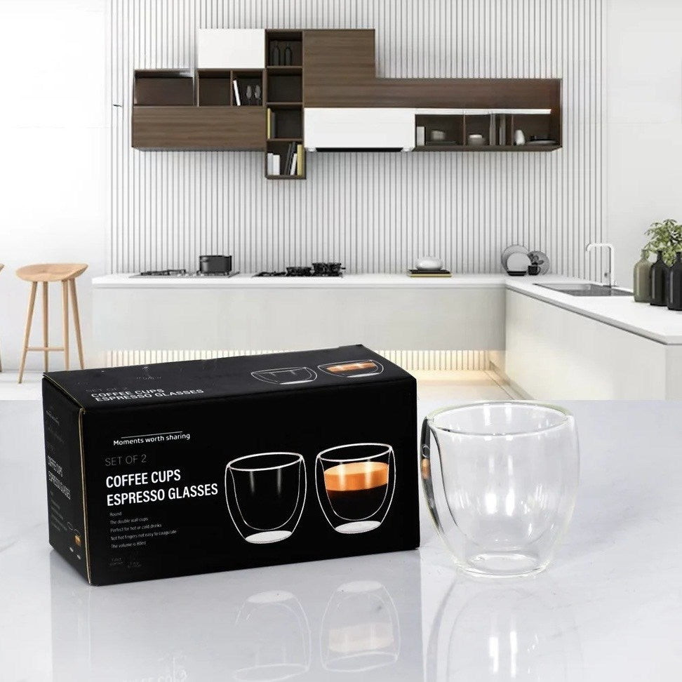 Double -Wall Espresso Cup Set (2 Pcs) | Full House Lebanon
