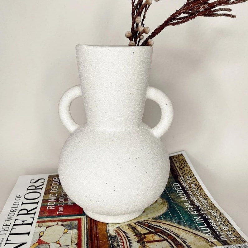 Round Handled Ceramic Vase | Full House Lebanon